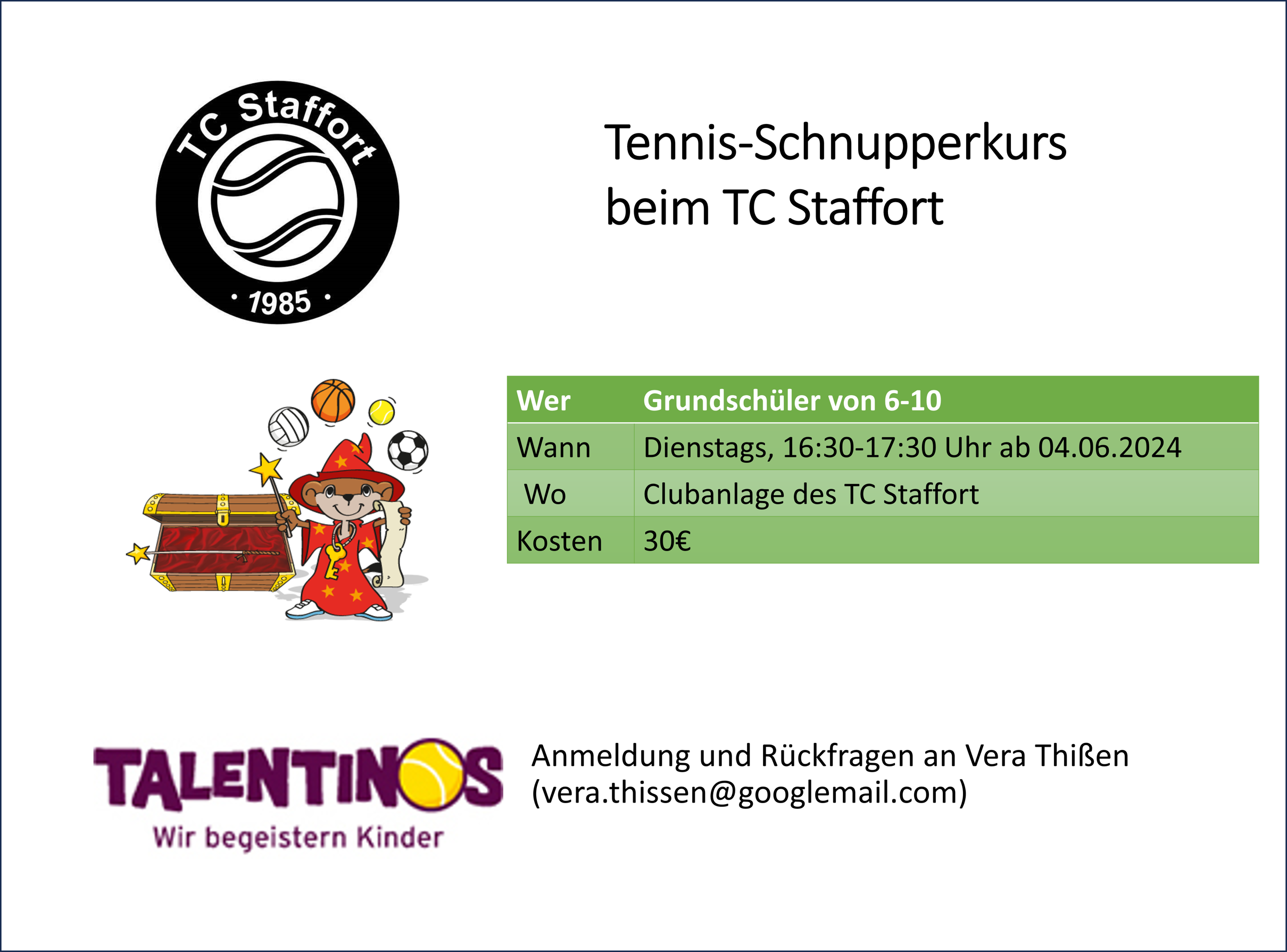 Schnupperkurs beim TC Staffort